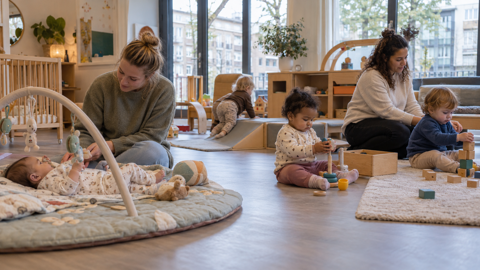 Gezellige kinderopvang met spelende kinderen